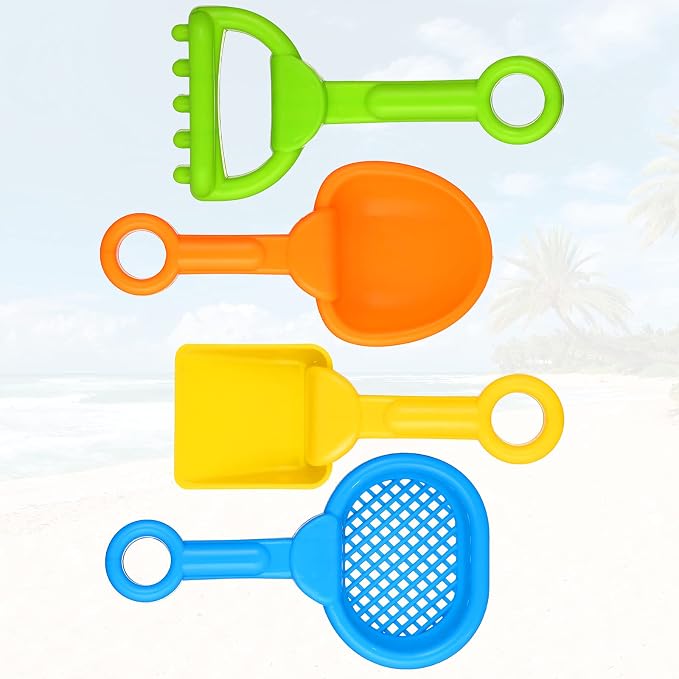 Skylety 8 Pieces Sand Shovels for Kids Colorful Plastic Rake Summer Beach Sand Sifter Shovel for Planting Digging Garden Tool Travel Beach Essentials