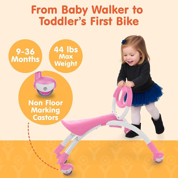 YBIKE Pewi Walking Ride On Toy - From Baby Walker to Toddler Ride On for Ages 9 Months to 3 Years Old