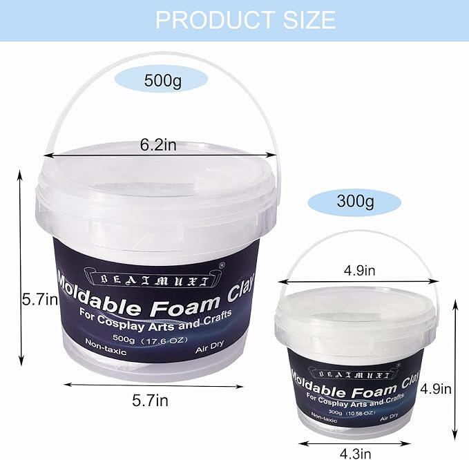 Foam Clay Cosplay Moldable Air Dry Foam Clay Craft 500g White Lightweight Sculpting Foam for Costumes Sanding Cosplay (500g, White)