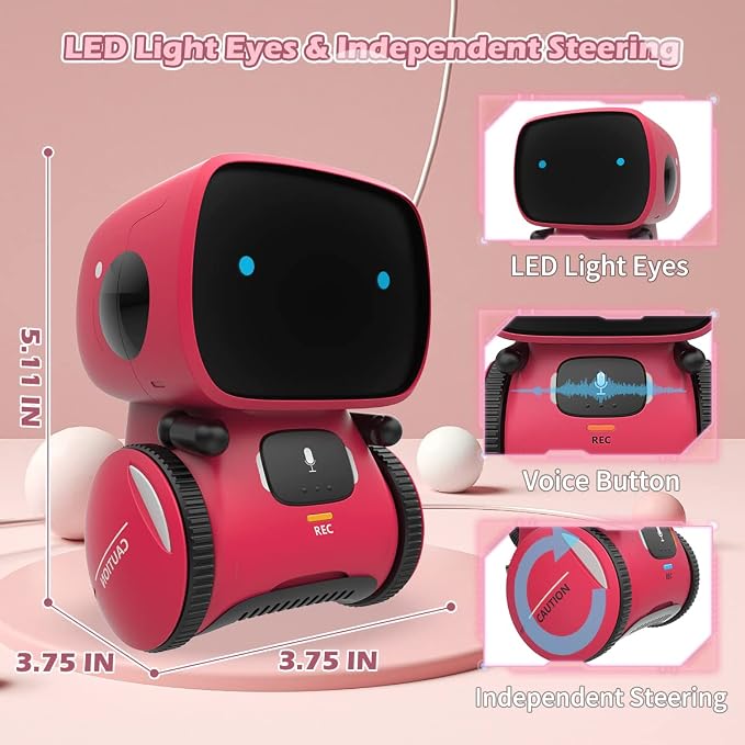 KaeKid Robots for Girls 3-5, Interactive Smart Robotic with Touch Sensor, Voice Control, Speech Recognition, Singing, Dancing, Repeating and Recording, Birthday Gifts for 3+ Year Old Kids Boys Girls