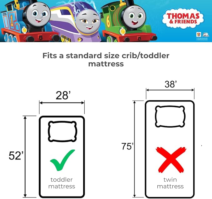 Thomas & Friends 4 Piece Toddler Bed Set – Super Soft & Cozy Reversible Microfiber Comforter and Sheets (Officially Licensed Product) By Franco