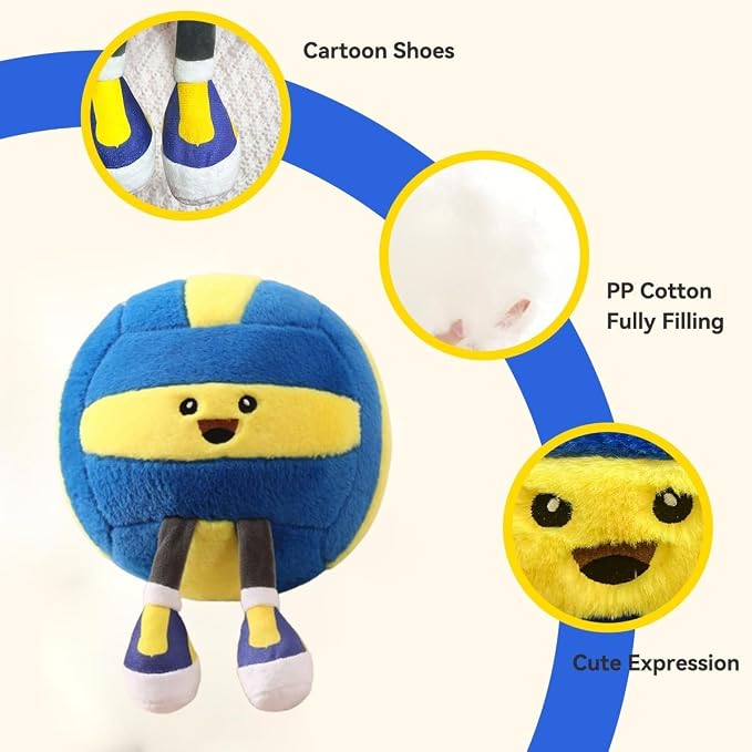 Funny Volleyball Plush with Legs – Cute Stuffed Animal Toy for Boys Girls, Volleyball Throw Pillow Gift for Room Decor, Couch or Bed Volleyball Theme Gifts (Dark Blue Volleyball Pillow 11 Inch)