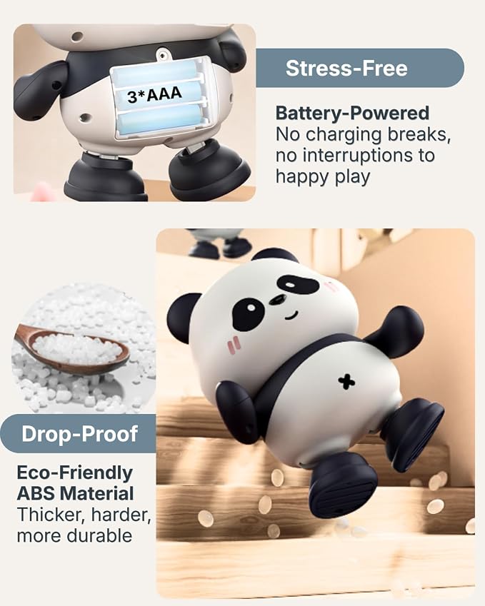 Cuddobaby Dancing Panda High Contrast Musical Toy| Independent Tummy Time 0-6M, Crawling Encourage 6-12M| Light-Up Changes, Hands-Free Flash Card Stand for Newborns, Infants, Drop-Proof