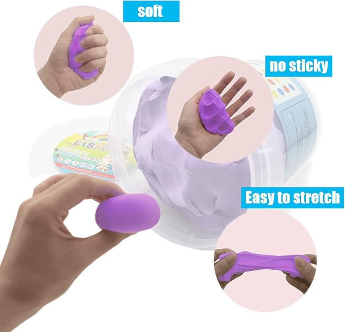 Air Dry Modeling Clay 10.5 oz Ultra Light Soft Magic Clay DIY Moulding Dough Primary Colors for Adults Kids Art Craft Kit Purple