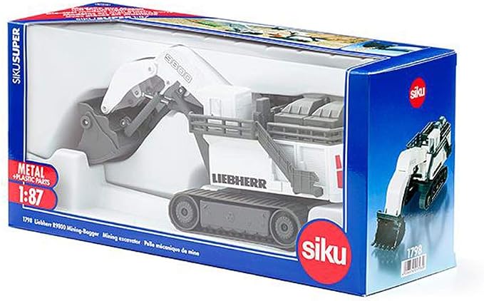 Siku 1798, Liebherr R9800 Mining Excavator, 1:87, Metal/Plastic, White, Functional Folding Shovel