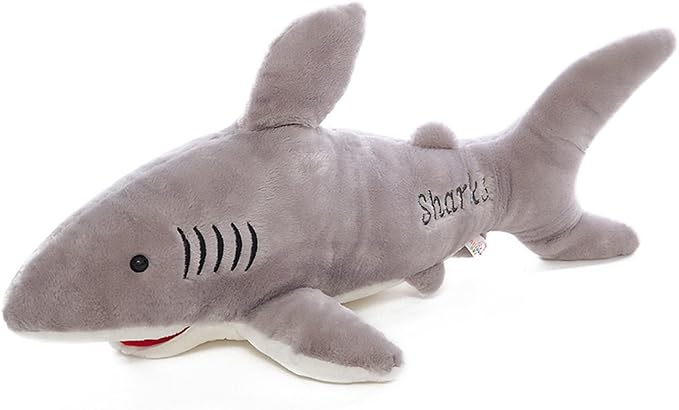 Stuffed Shark Animal Plush Toy 16 Inch Long Great White Animal Stuffed Plushies Super Soft Cute Cuddly Pillow Cushion Stuff Dolls Gift for Children Kids Boys Girls Room Decor Bedtime, 16Inches