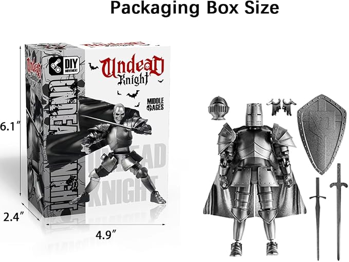 Medieval Action Figures,Knight Armor Action Figure,Multi-Jointed Movable Robot Mannequin T13,Dummy 13 Action Figure(Assembly Required) (B-Silver)