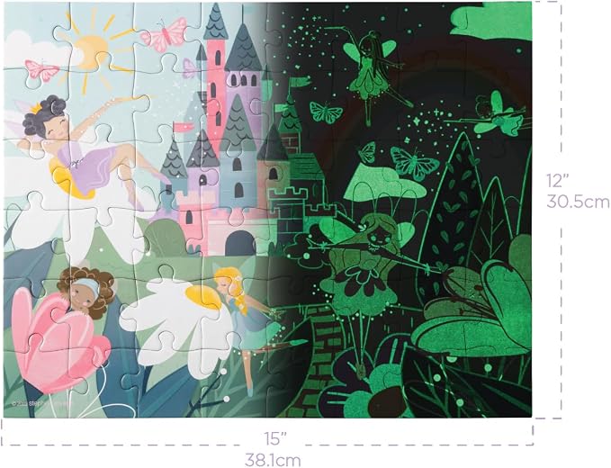 Stephen Joseph, Glow in the Dark Puzzle – Includes 48 Glow in the Dark Puzzle, Jigsaw Puzzle for Girls & Boys 3+ Years, Fairy Princess