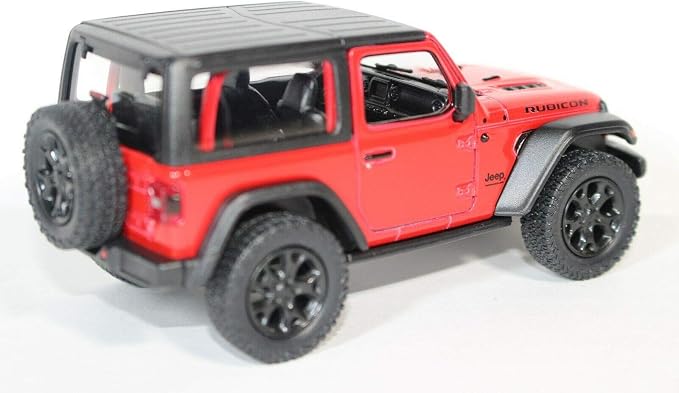 KiNSMART - Jeep Wrangler Rubicon Off Road 4x4 5 inch 1:34 Scale Die Cast Model Replica Toy Car (Red Hardtop)