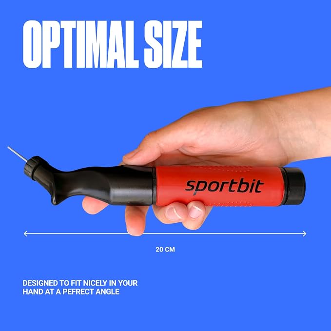 SPORTBIT Ball Pump for Sports Balls - Push & Pull Inflating System - Hand Pump for Exercise Balls - Volleyball Pump, Basketball Inflator, Ball Air Pump - Goes with 5 Needles Set