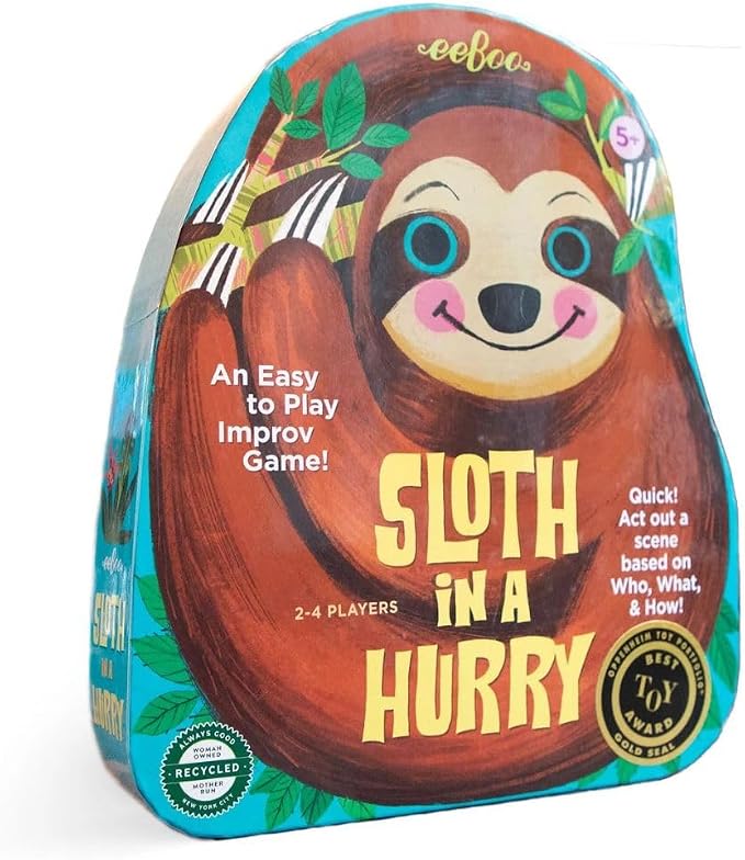 eeBoo: Sloth in a Hurry Action Board Game, an Easy to Play Improv Game, Educational Game that Cultivates Conversation, Socialization, and Skill-Building, for Ages 5 and up