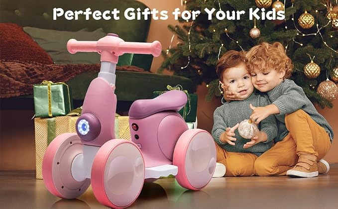 JoyRydz 6V Electric Baby Balance Bike with Bubble Machine,4 in 1 Toddler Balance Bike w/Remote for 1 Year Old Boys Girls Kids Bubble Bike Ride on Toys w/Powered Motor,Music,LED Lights (Purple)