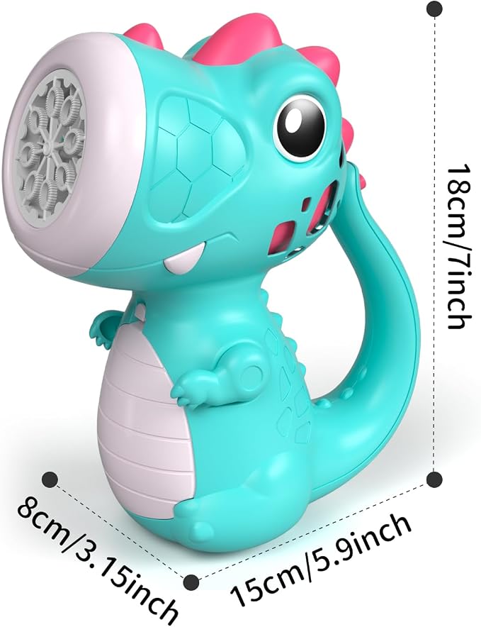 Bubble Machine Wand for Boys Girls, Dinosaur Bubble Machine Maker Blower Toys with Light & Music, Toddler Outdoor Toys for 2 3 4 5 Year Old Boy Girl Birthday Gifts Bubble Solution - Blue