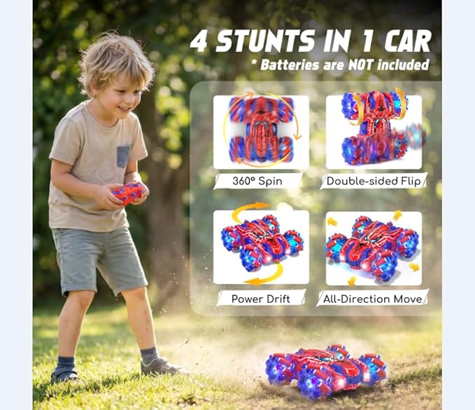 Spider Gesture Sensing Remote Control Car, Double Sided RC Cars with Full-Body Light, 2.4GHz Hand Controlled Rechargeable RC Stunt Car Toys for Boys 4 5 6 7 8 9 10 11 12