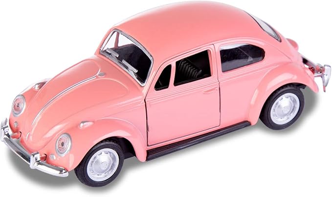 Berry President 1967 Classic Beetle Bug Vintage 1/32 Scale Diecast Metal Pull Back Car Model Toy for Gift Kids (Rose)