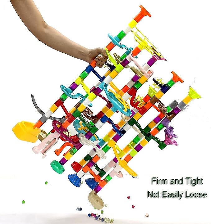 Marble Run - 200Pcs Maze Game Construction Building Toy, Race Track Set with 30pcs Glow in Dark Plastic Marbles STEAM Building Toys Gift for Kids (Marble run-200)