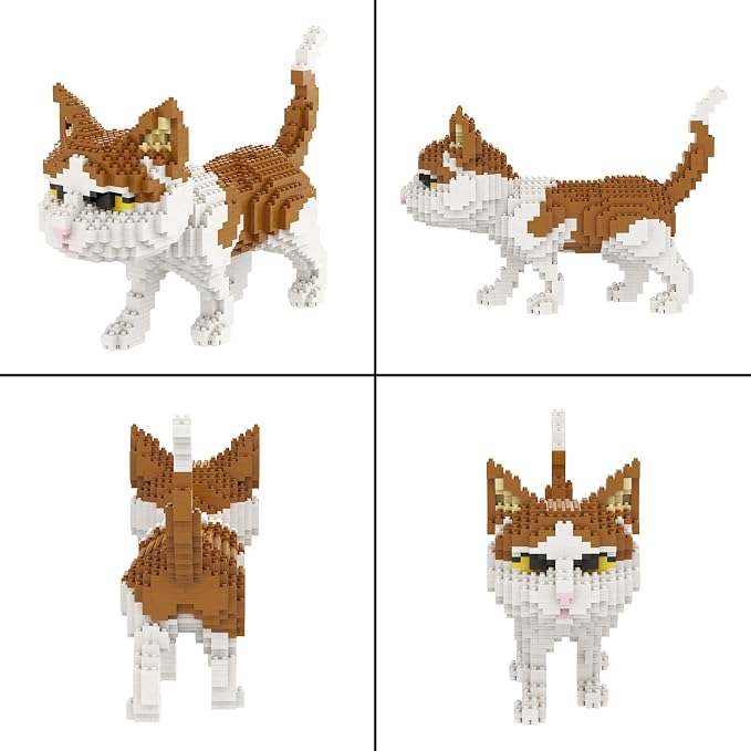 Larcele Cat Mini Building Blocks Animal Set, DIY Micro 3D Building Toy Bricks,1390 Pieces KLJM-05(Cat, Model 4945)
