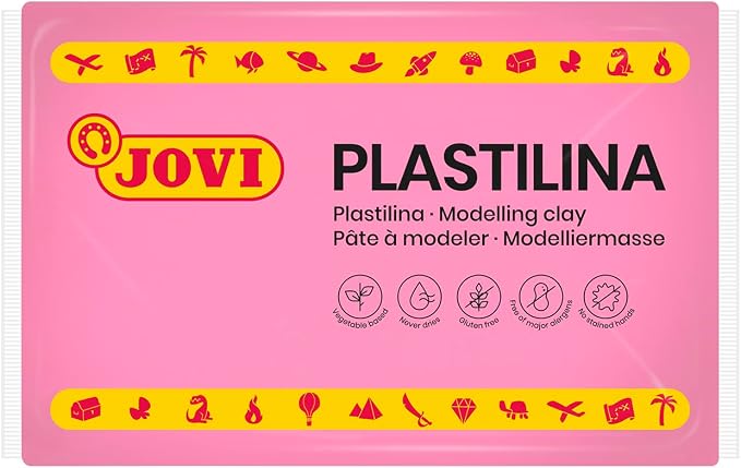 Jovi Modeling Clay, 3 Pounds Total, 4 Non-Drying Bars, 0.77 lb Each, Arts and Crafts, Non-Toxic and Gluten Free plasticine (Pink)
