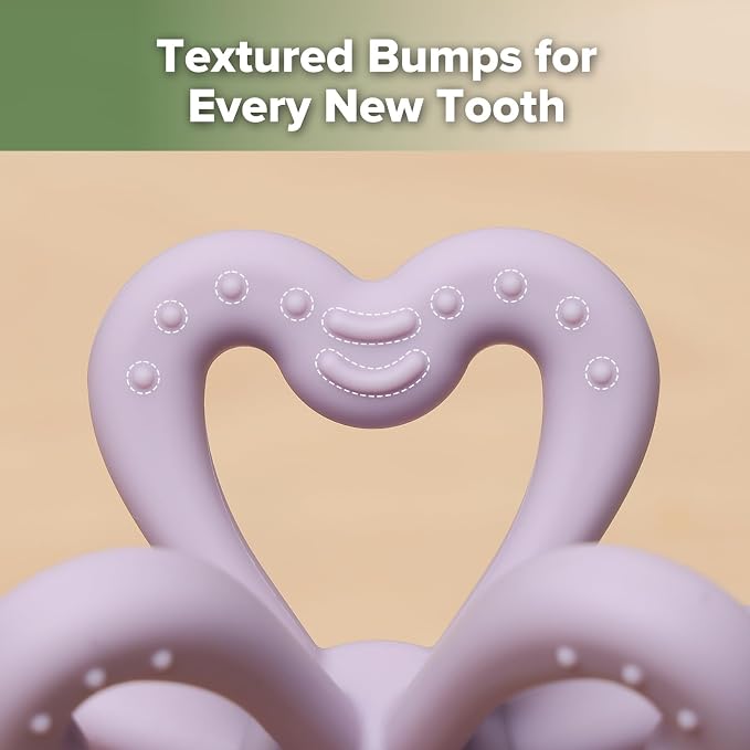 Haakaa Silicone Clover Teether - Food Grade Silicone Teething Toys for Babies 3-6 Months 6-12 Months, Soft & Easy Hold Chew Toy for Infant, BPA Free (Lavender)