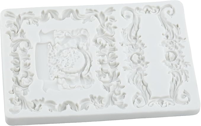 Baroque Curlicues Scroll Lace Relief Polymer Clay Mold Baroque Relief Lace Filigree Silicone Molds for DIY Craft Epoxy Resin Casting Polymer Clay Crafts Air Dry Jewelry Making