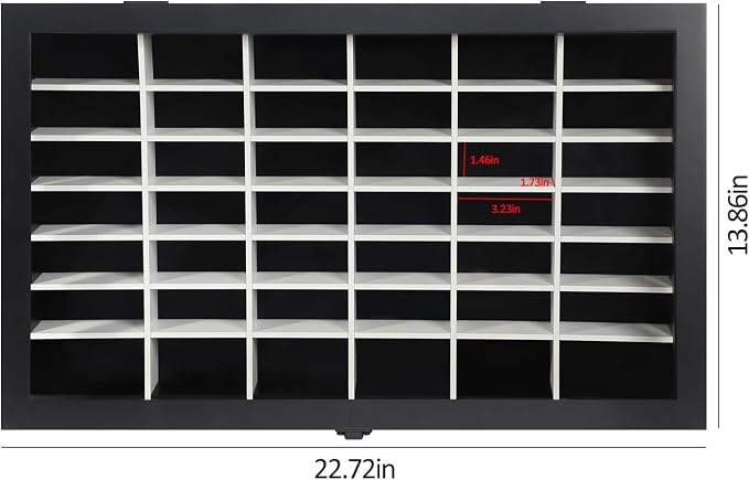 Diecast Model Car Display Case 1/64 Scale Toy Cars Organizer Storage Cabinet Wall Mount with Acrylic Glass Door & Removable Shelf - Holds Up to 42 Cars, Large-Black