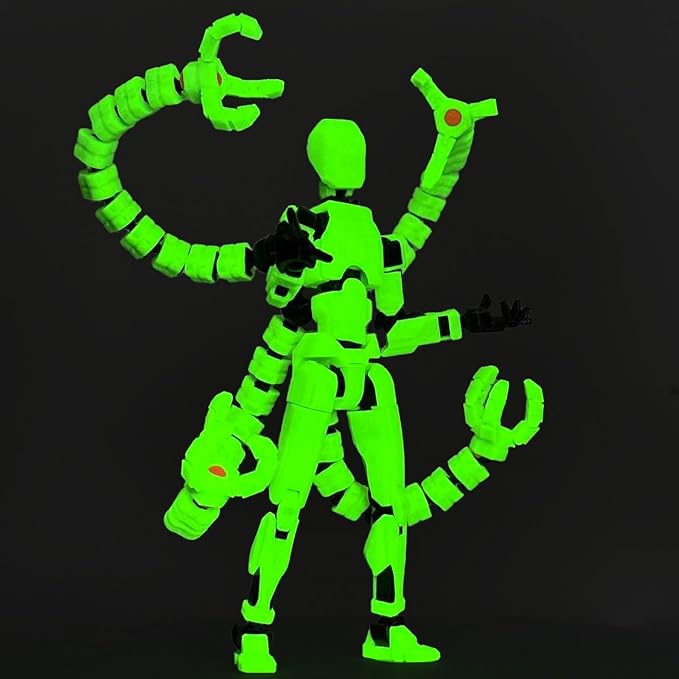 T13 Already Assembled Action Figure Accessories, T13 Multi-Jointed Movable,for Collectors Desktop Decorations t-13 Movability 3D Printed Toys (Luminous Green, 5.5 Inch)