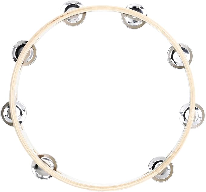 Musfunny Tambourine Ring for Adults 10 inch Hand Held Drum with Metal Jingles Bells Percussion Instrument Gifts for Musical Education Party Church KTV (10 inch Ring)