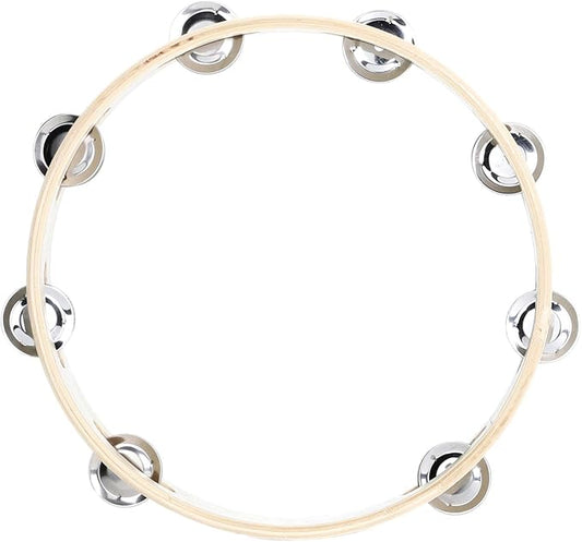 Musfunny Tambourine Ring for Adults 10 inch Hand Held Drum with Metal Jingles Bells Percussion Instrument Gifts for Musical Education Party Church KTV (10 inch Ring)