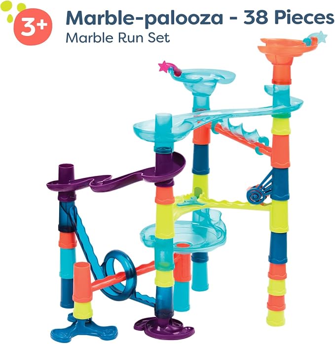 B. toys – Marble Palooza – Buildable STEM-Based Maze Run Kit Featuring 38 Interlocking Components – Logical Thinking and Fine Motor Development Set for Inquisitive Kids – 3+ Years