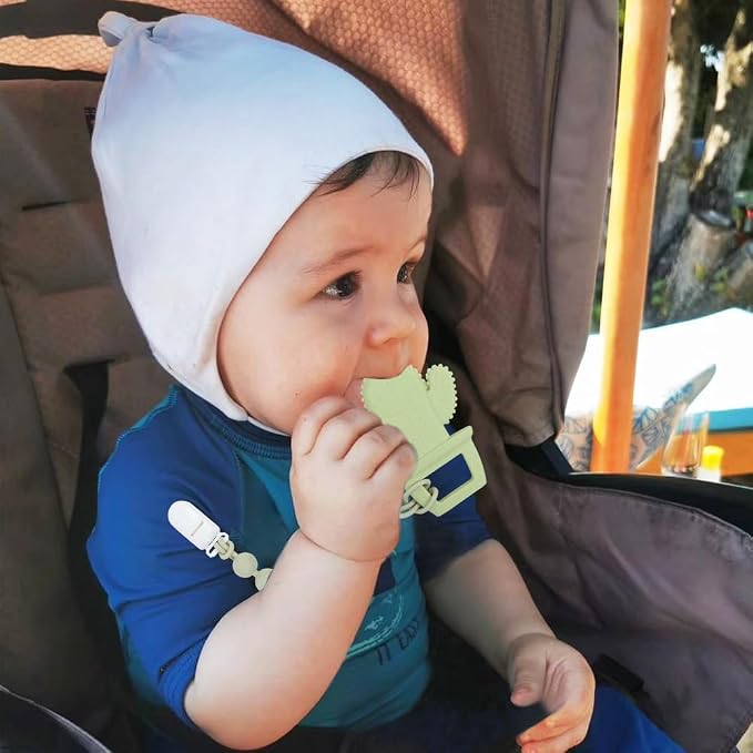 Baby Teething Toys,Food Grade Silicone Teether with One-Piece Pacifier Clip Holder,Shower Gift,Highly Effective Pain Relief for 3 Months+ Boy and Girl,BPA Free,Freezer Safe. (Yellow Cactus)