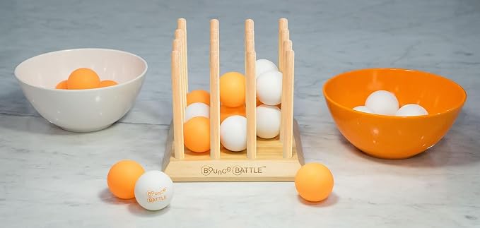 Bounce Battle Wood Edition - Fast-Paced Skill & Strategy Game, Includes 27 Balls & Wooden Cube - Kids 8+