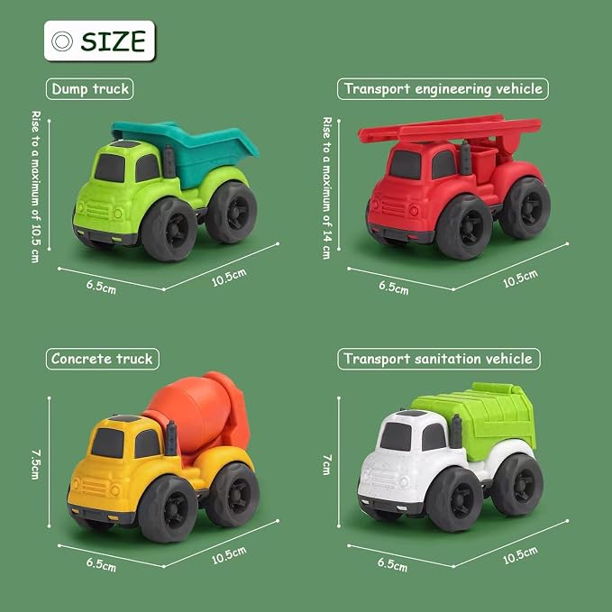 Toddler Car Toys for 3 Year Old, 4 Pcs Dump Truck Toys and Mixer Cement,BPA Free Outdoor Toys for Toddlers,Christmas Birthday Gifts for Toddler Boy Girl 3-4