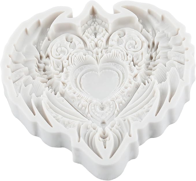 Heart Wing Polymer Clay Molds Baroque Heart Shape Wing Silicone Mold for Epoxy Resin Casting DIY Crafts Air Dry Polymer Crafts Supplies Clay Tools