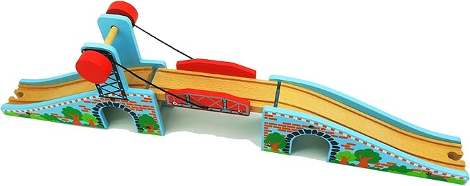 Z MAYABBO Wooden Train Tracks Accessories Wood Train Lifting Bridge for Railroad Tracks fits for All Railway Tracks