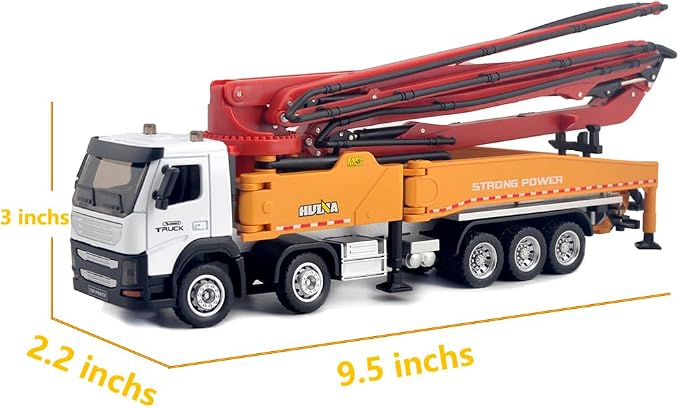 Ailejia Concrete Pump Truck Model Toy Construction Vehicle 1:50 Scale Die-cast Heavy Duty Wheeled Pump Truck Toys for Kids and Ornament (Red)