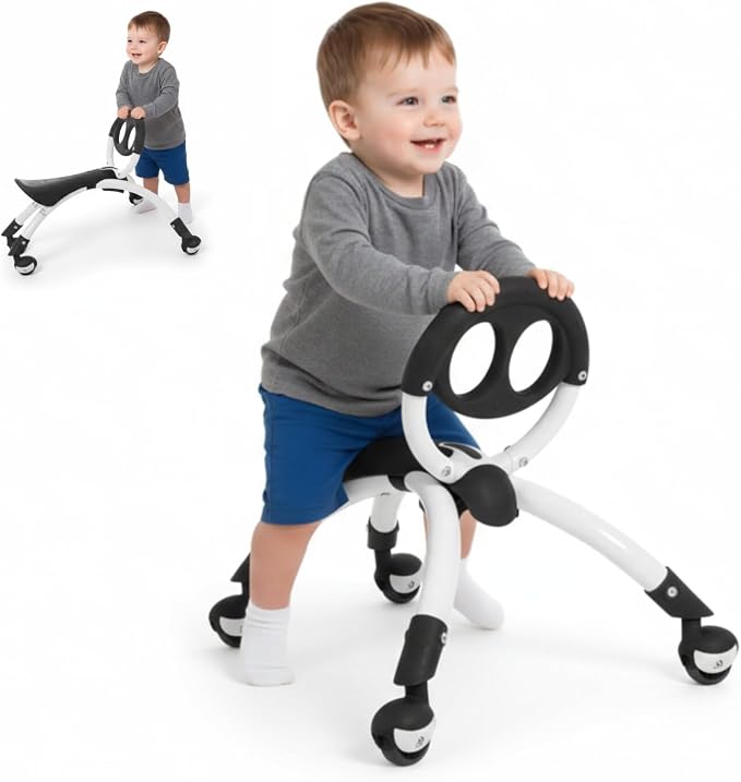 YBIKE Pewi Toddler Balance Bike - Kids Ride On Toys, Baby Push Car, Toddler Walker for Ages 9 Months to 3 Yrs, Durable Walking Buddy Push Toy, Comfortable, Indoor & Outdoor, Up to 44 Lbs, Black