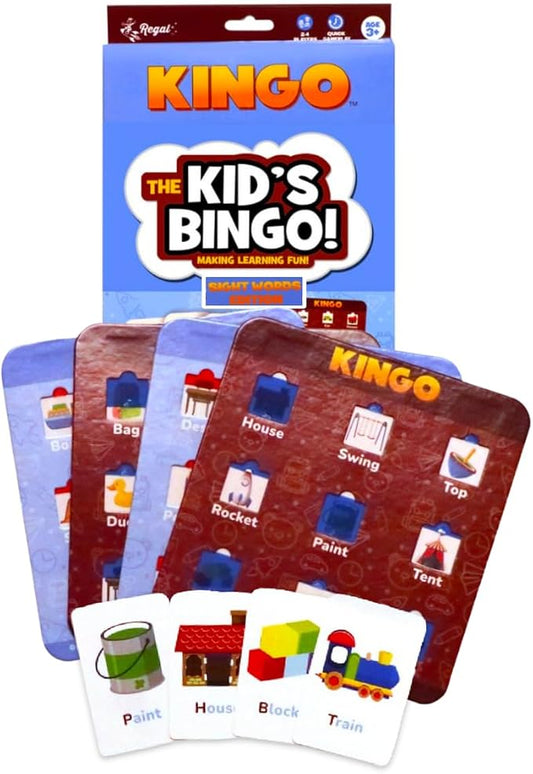 Regal Games Kingo Sight Words Edition Bingo Game - Educational Board Game for Preschool & Kindergarten - Fun Phonics & Vocabulary Builder for Home & Classroom - Kids Bingo Cards & Learning Resources