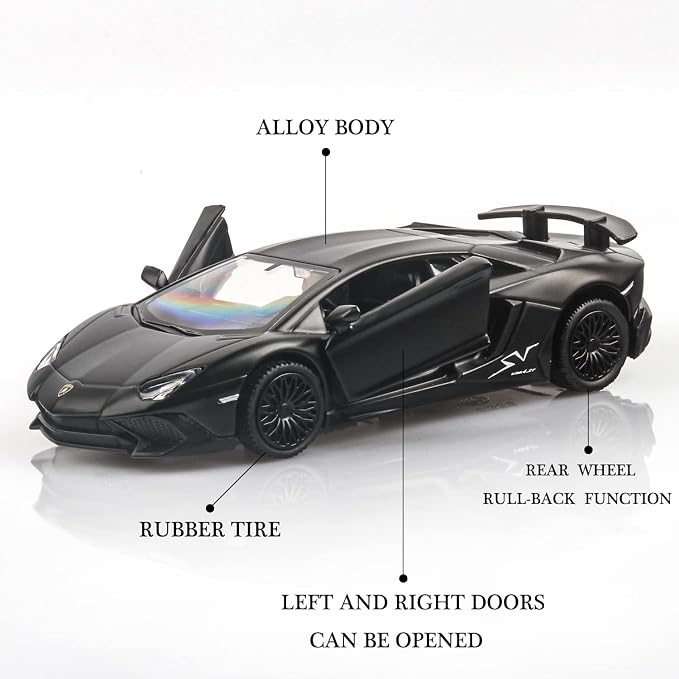 TOKAXI 1/36 Scale LP750-4 SV Diecast Car Models,Pull Back Vehicles Toy Cars,Cars Gifts for Boys Girls (Matte)