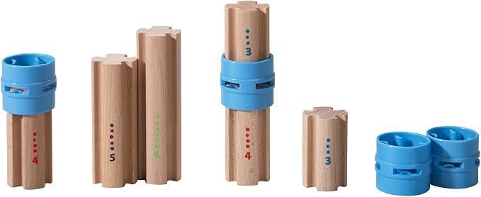 HABA Ball Track Columns Expansion 10 Piece Set - Elevate Your Kullerbu Ball Track Adventure - STEM Toys & Marble Run Building Sets for Kids Ages 2-6