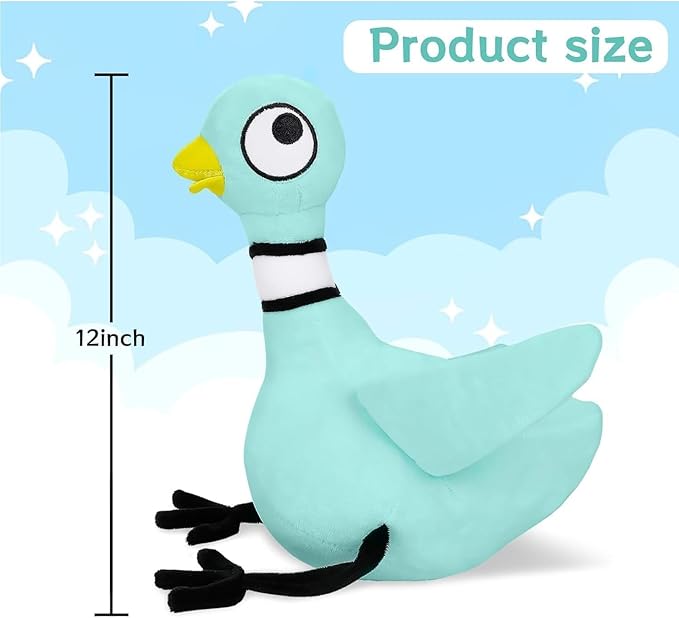 Don't Let The Pigeon Drive The Bus 12'' Pigeon Plush Toy Soft Stuffed Bird Stuffed Animal Toy for Kids Boys Girls Gifts, Home Decor Plushies