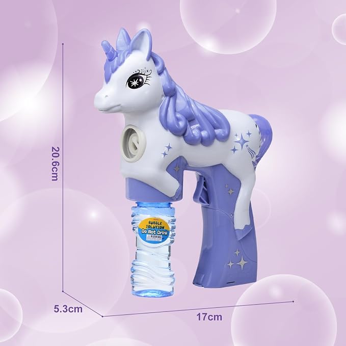 Purple Unicorn Bubble Gun for Kids – Automatic Bubble Machine Blower Toy | Cute Bubble Blaster for Toddlers, Boys & Girls | Outdoor Play, Birthday Party & Summer Fun