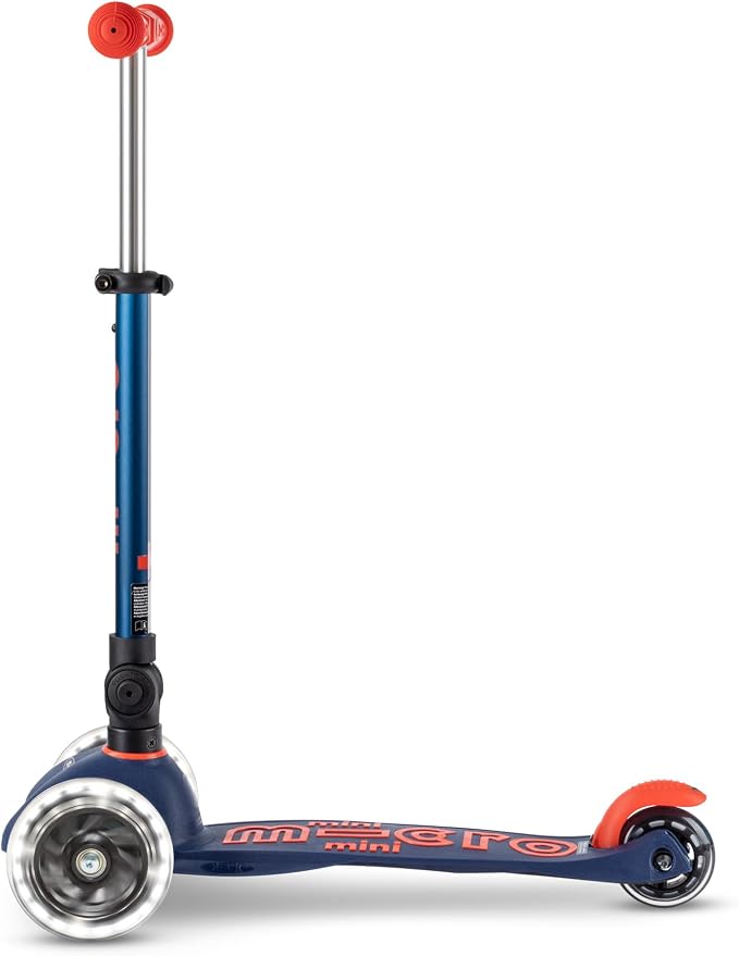 Micro Kickboard | Mini Foldable LED Kids Scooter for Ages 2-5 | Children up to 110 lbs | 3 Wheel Lean-to-Steer Design | Adjustable T Bar | Smooth Ride, Motion-Activated PU LED Wheels | Swiss Design