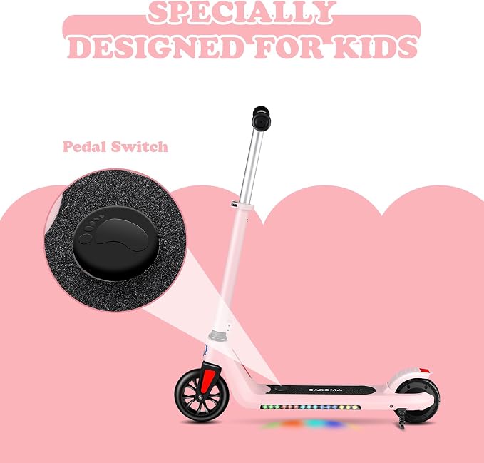 Caroma Electric Scooter for Kids Ages 6-14, 120W Motor & 15 Mph, 85 Mins Ride Time, Adjustable Height & Speed, LED Display, Kids Electric Scooter, Best Gifts for Boys & Girls