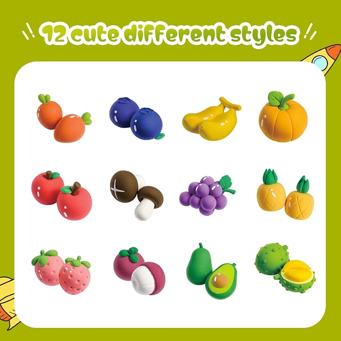 Both idea Air Dry Clay Kit, Food Theme | 12 Packs, Non-Toxic Kids Gift | School & Party: Perfect for classroom art activities, birthday party favors, creative family DIY, and holiday celebrations.