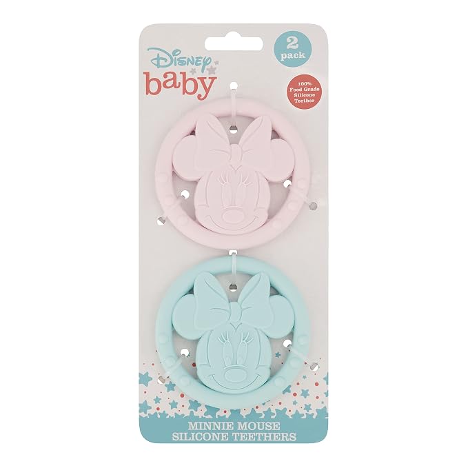 Cudlie Disney Silicone Teether Toy Set for Infants, Food Grade and BPA Free Teethers for Babies 6-12 Months, 2-Pack Teether Toys for Newborns