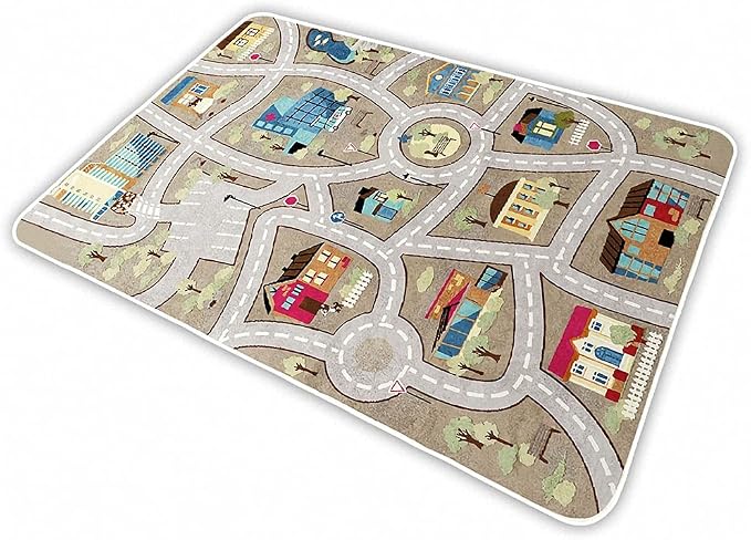 Kid Rug Carpet Playmat for Toy Cars and Train，Play Area Rug with Rubber Backing，Fun Throw Rug，Ideal Gift for Children Baby Bedroom Play Room(80×160cm/32×63in) Y1