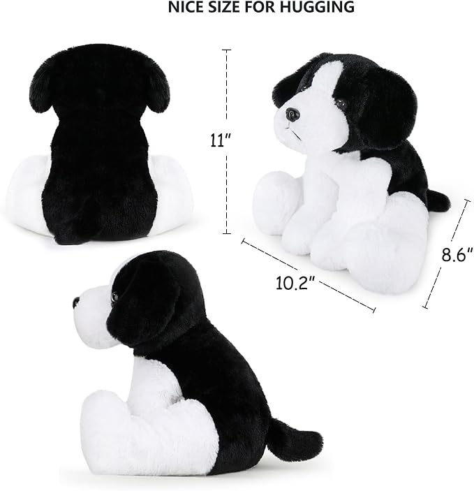 WEIGEDU Black White Beagle Sheepdog Border Collie Stuffed Dog Plush | For Kids Boys Girls Baby, Birthday Gift, Easter, Christmas Gift