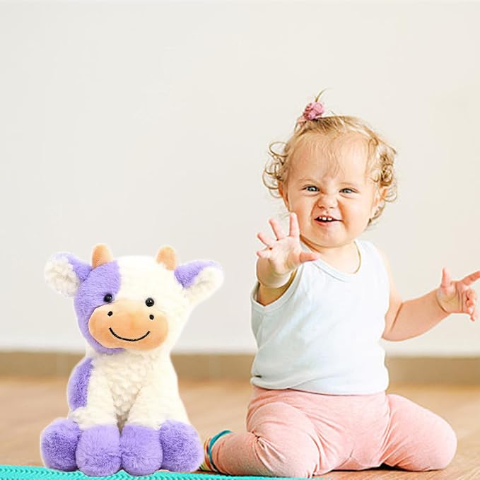 9" Cow Stuffed Animals Plush Doll Kids Boys Girls Animal (9” Purple Cow)