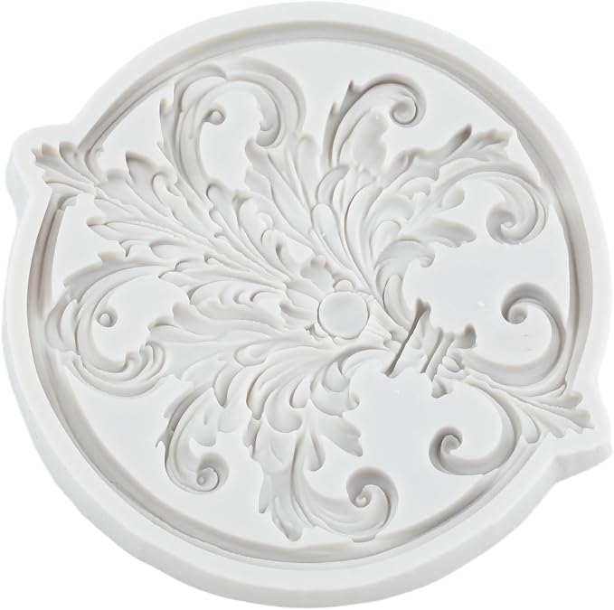 Baroque Relief Lace Silicone Mold Curlicues Scroll Lace Polymer Clay Mold Vintage Relief Flower Filigree Molds for DIY Crafts Epoxy Resin Casting Air Dry Polymer Clay Plaster Jewelry Making