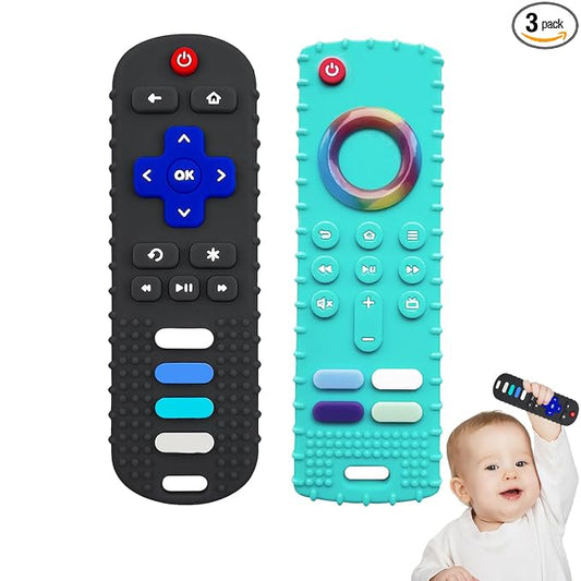 YAPROMO Baby Teething Toys,Reomte Teether Toys,Silicone Chew Toy for Babies 3+ Months, Remote Control Shape Teething Toy